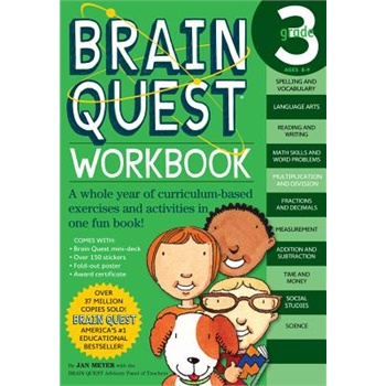 [现货]brain quest grade 3 workbook [with stickers] ( brain quest