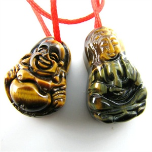睿蓝-天然黄虎眼情侣款吊坠男戴观音女戴佛情