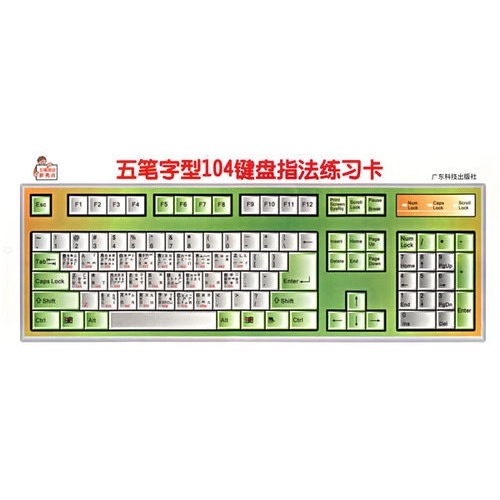 五笔字型(98新版)键盘指法练习卡; 五笔字型104键盘指法练习卡(博库)