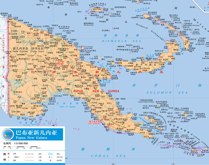 巴布亚新几内亚 太平洋主要岛屿-世界分国地图-大洋洲-北新网-新华