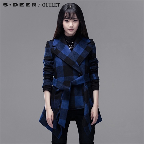 sdeer聖迪奧專櫃正品女冬單粒扣設計擺邊質感大衣3481796-服裝-手機